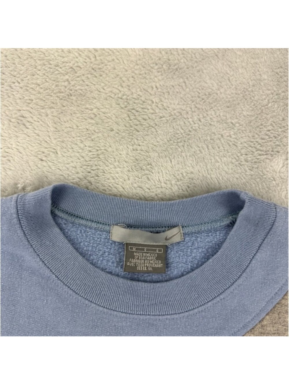 Nike Men's Medium Blue Grey Sweatshirt Crewneck Fleece Lined - Picture 12 of 13
